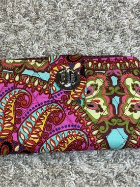 Vera Bradley Quilted Paisley Wristlet Wallet - Pink, Teal & Lime